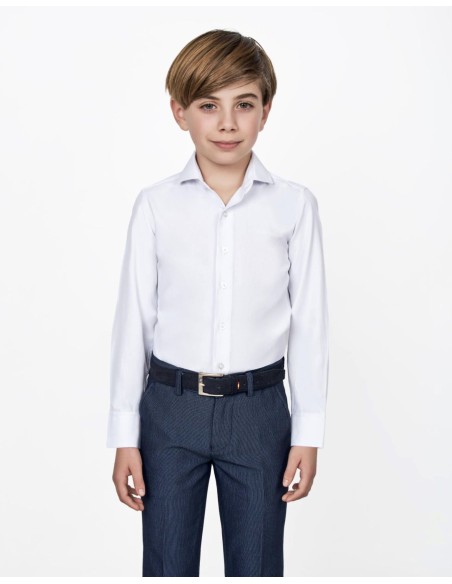 Spagnolo Camisa Cutaway Dobby Blanca