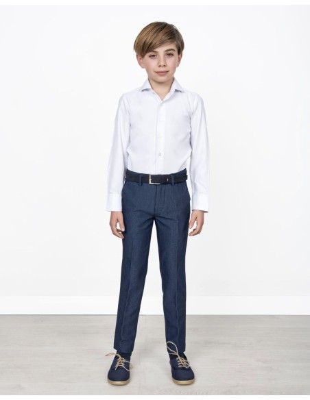 Spagnolo Camisa Cutaway Dobby Blanca