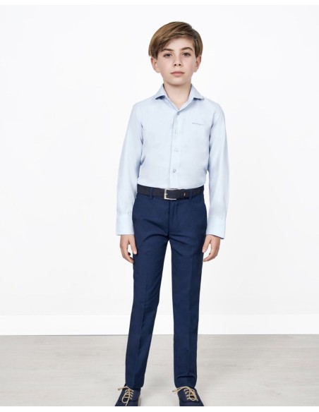 Spagnolo Camisa Cutaway Dobby Azul Claro