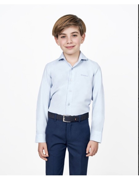 Spagnolo Camisa Cutaway Dobby Azul Claro