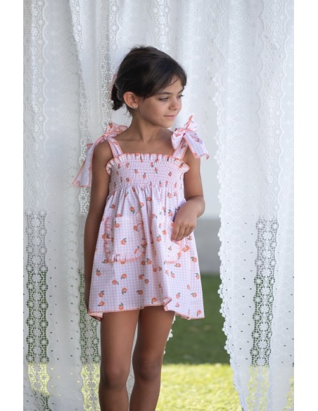 Mon Petit Bonbon colección Vichy-Melocotones Vestido elástico