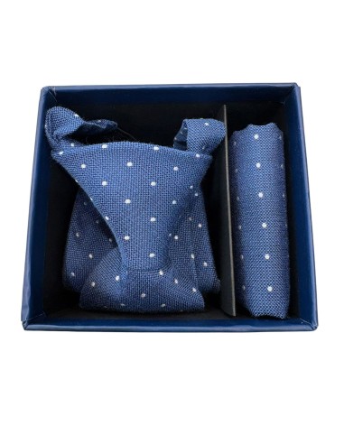 Spagnolo Set Corbata + Pañuelo Bolsillo Marino