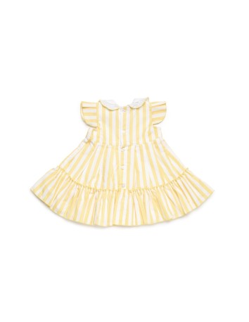 Juliana Bebés Vestido 2 volantes rayas amarillo 2