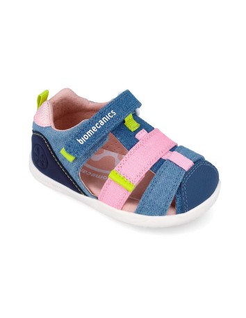 Biomecanics sandalia piqué jeans y rosa