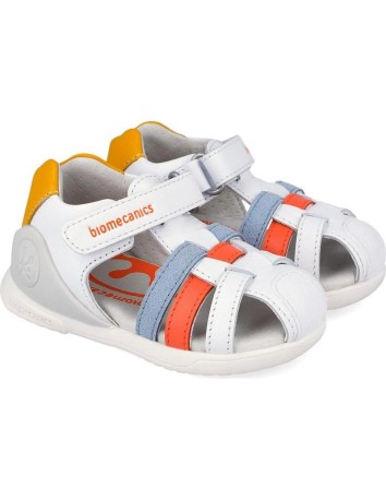 Biomecanics sandalia napa blanca y azul 2