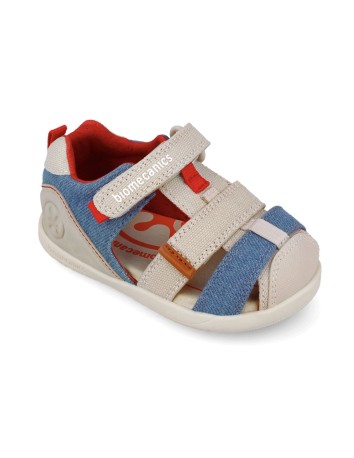 Biomecanics sandalia piqué beige y azul marino