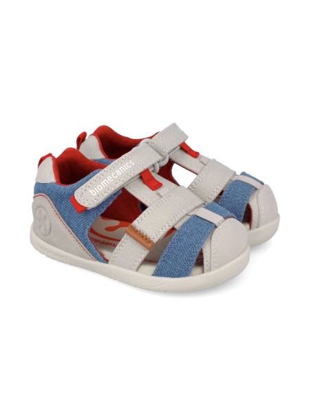 Biomecanics sandalia piqué beige y azul marino