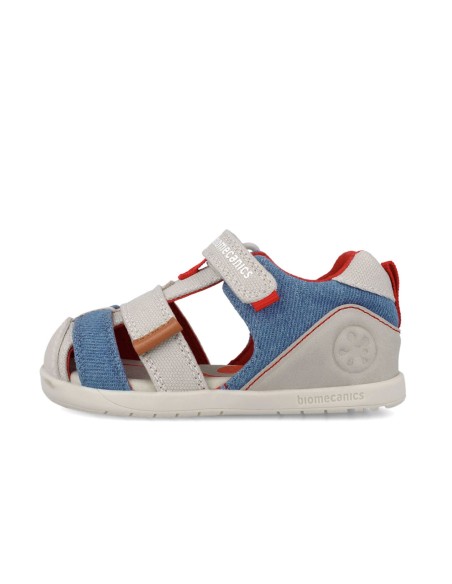 Biomecanics sandalia piqué beige y azul marino