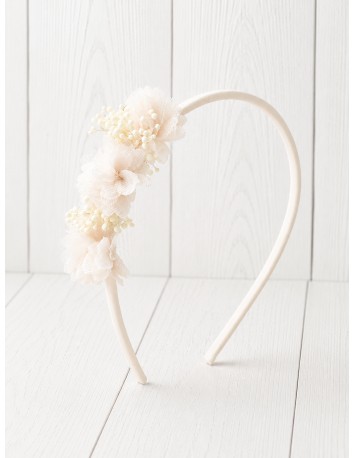 Siena Diadema Satén 3 flores minis Beige