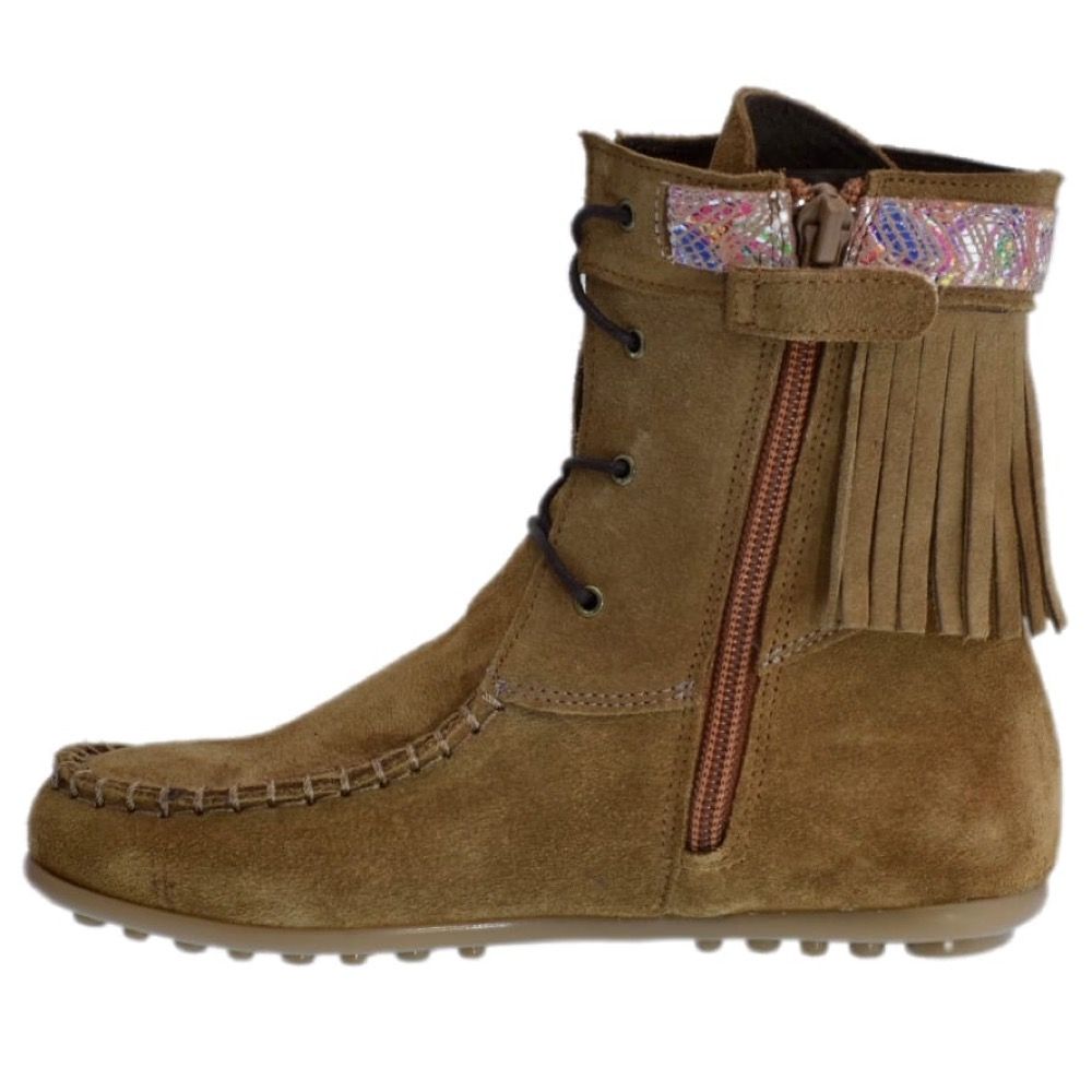 Guxs Mohicana Piel Serraje con flecos Camel