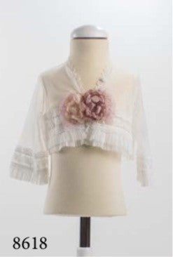 Chaqueta cruda de tul con encaje y flores de LoanBor